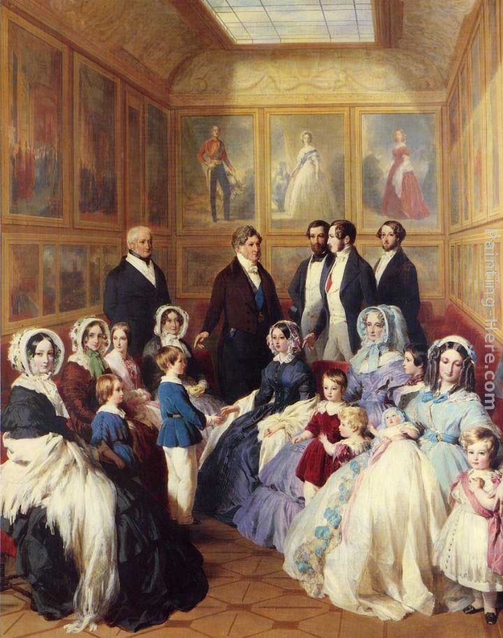 Franz Xavier Winterhalter Queen Victoria and Prince Albert with the Family of King Louis Philippe at the Chateau D'Eu
